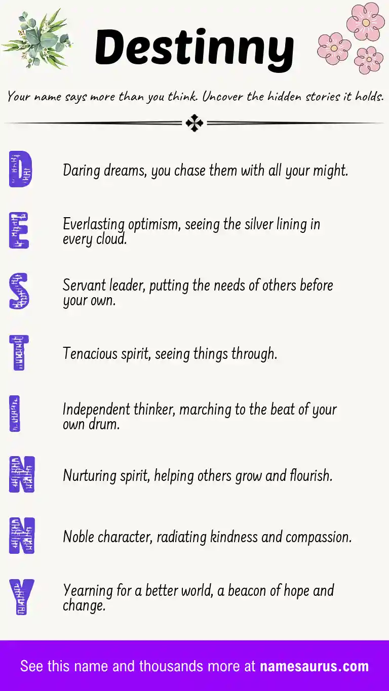 Acrostic poem about Destinny.