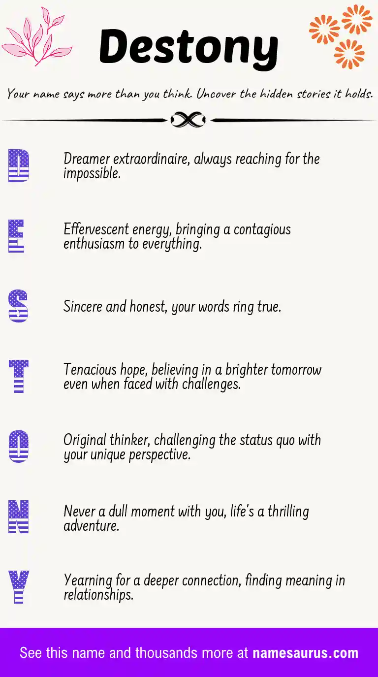 Acrostic poem about Destony.