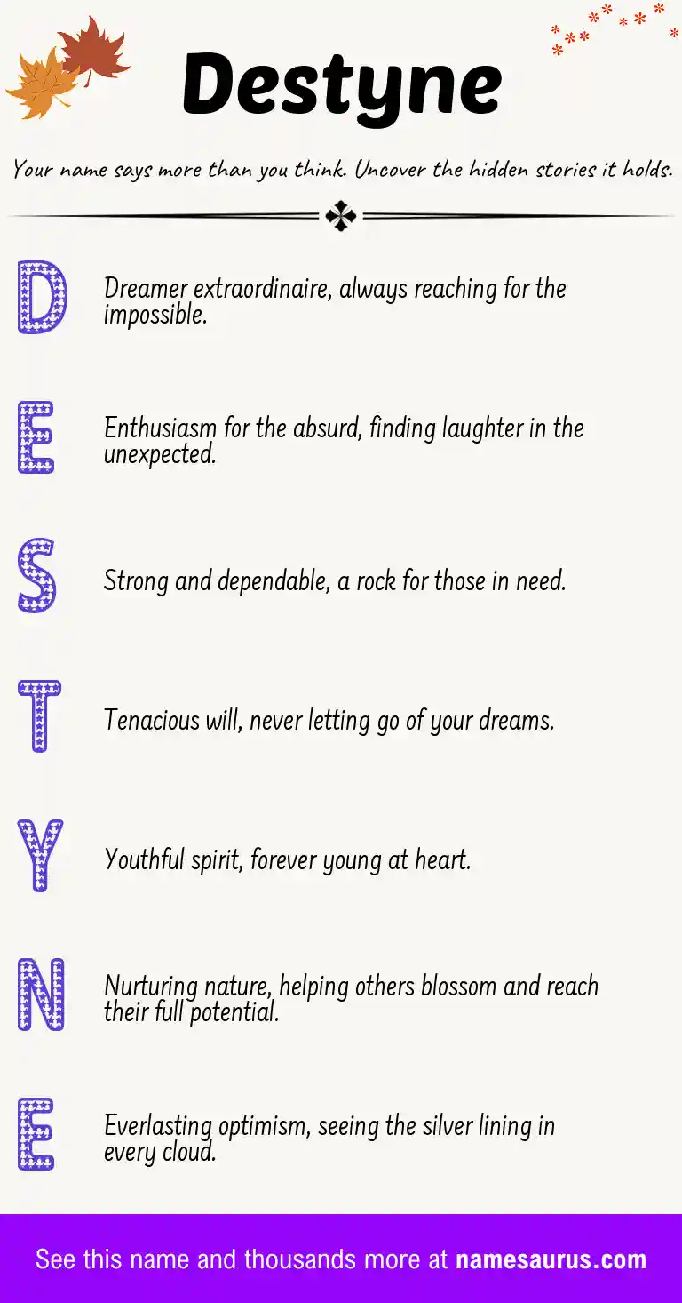 Acrostic poem about Destyne.
