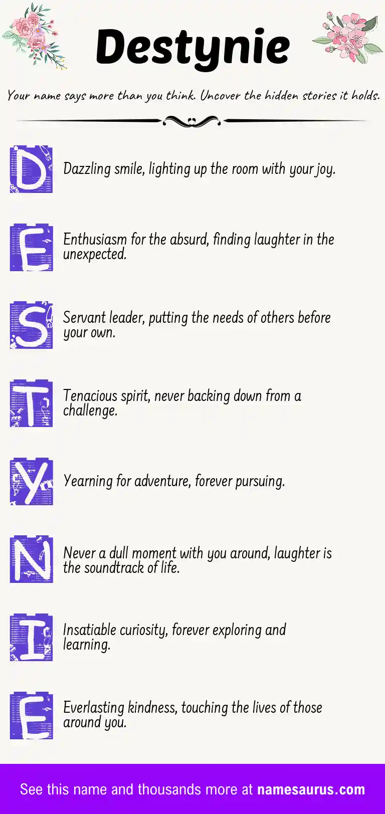 Acrostic poem about Destynie.