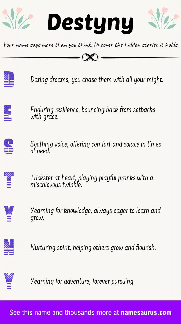 Acrostic poem about Destyny.