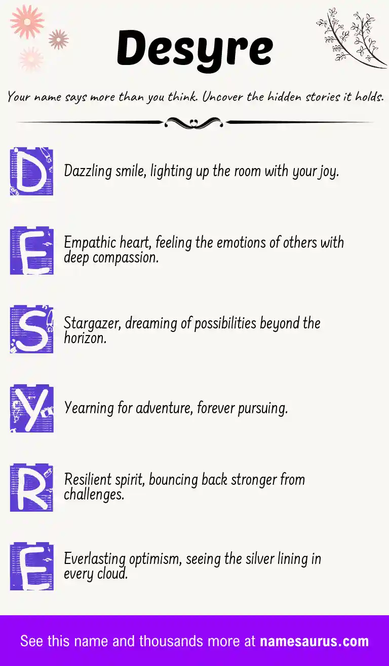 Acrostic poem about Desyre.