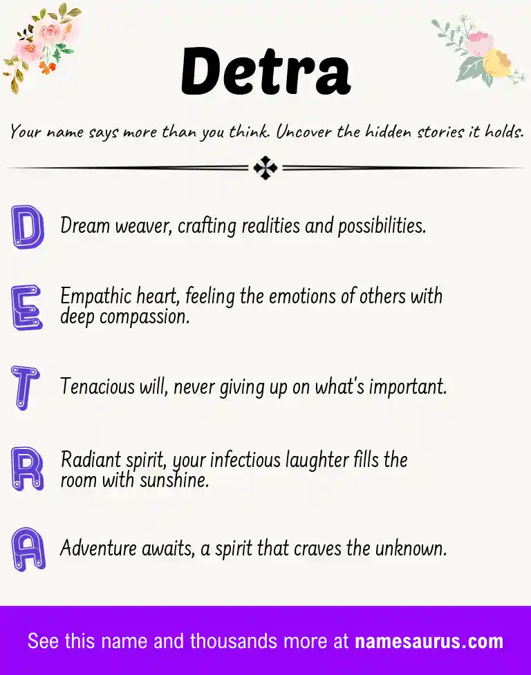 Acrostic poem about Detra.