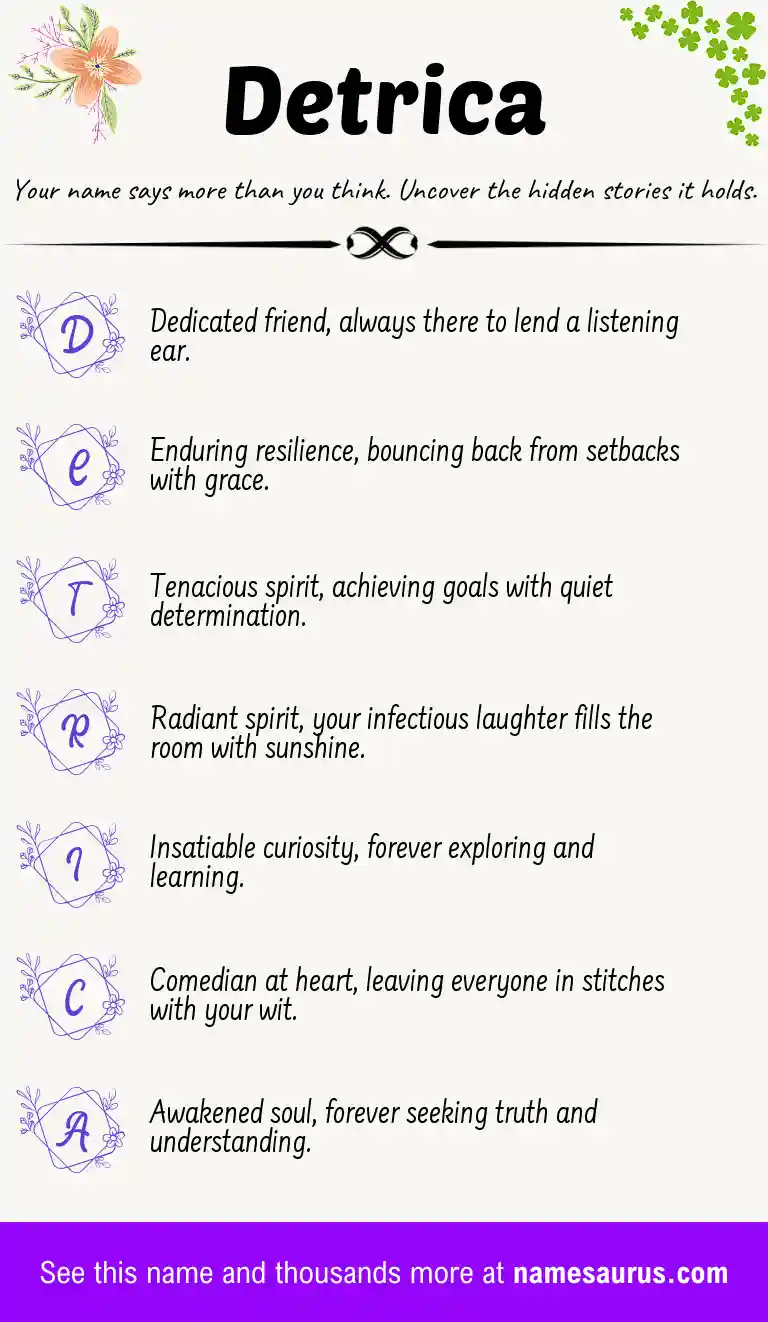 Acrostic poem about Detrica.