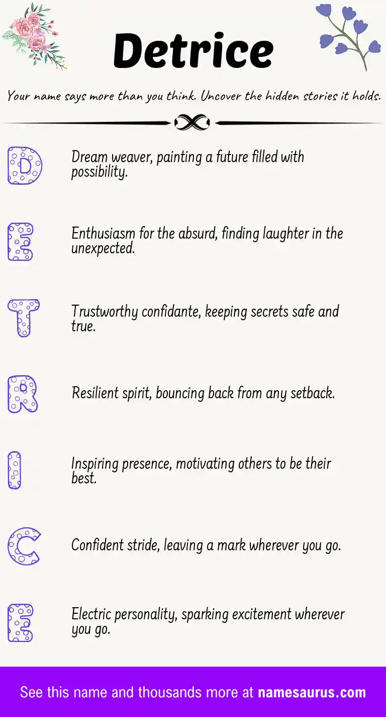 Acrostic poem about Detrice.
