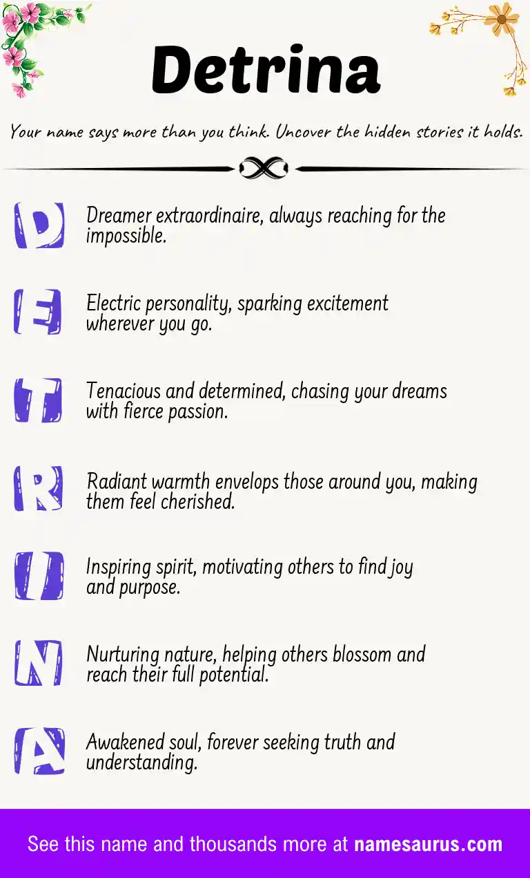 Acrostic poem about Detrina.