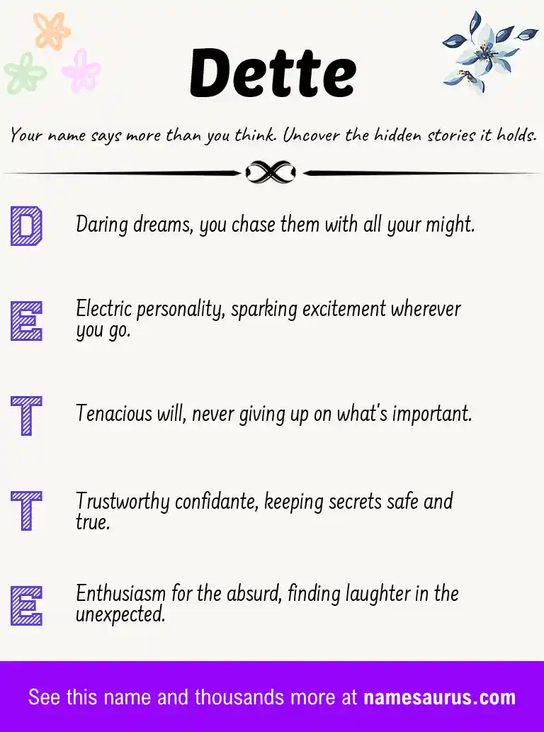 Acrostic poem about Dette.
