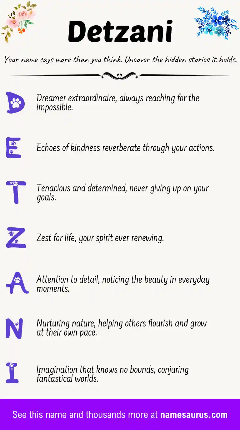 Acrostic poem about Detzani.