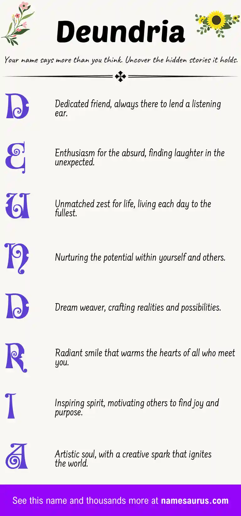 Acrostic poem about Deundria.