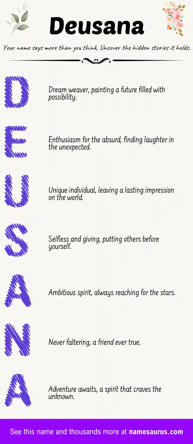 Acrostic poem about Deusana.