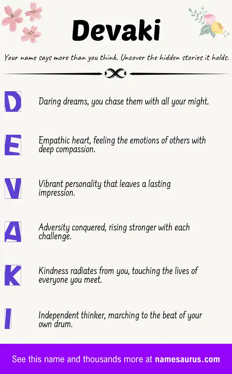 Acrostic poem about Devaki.