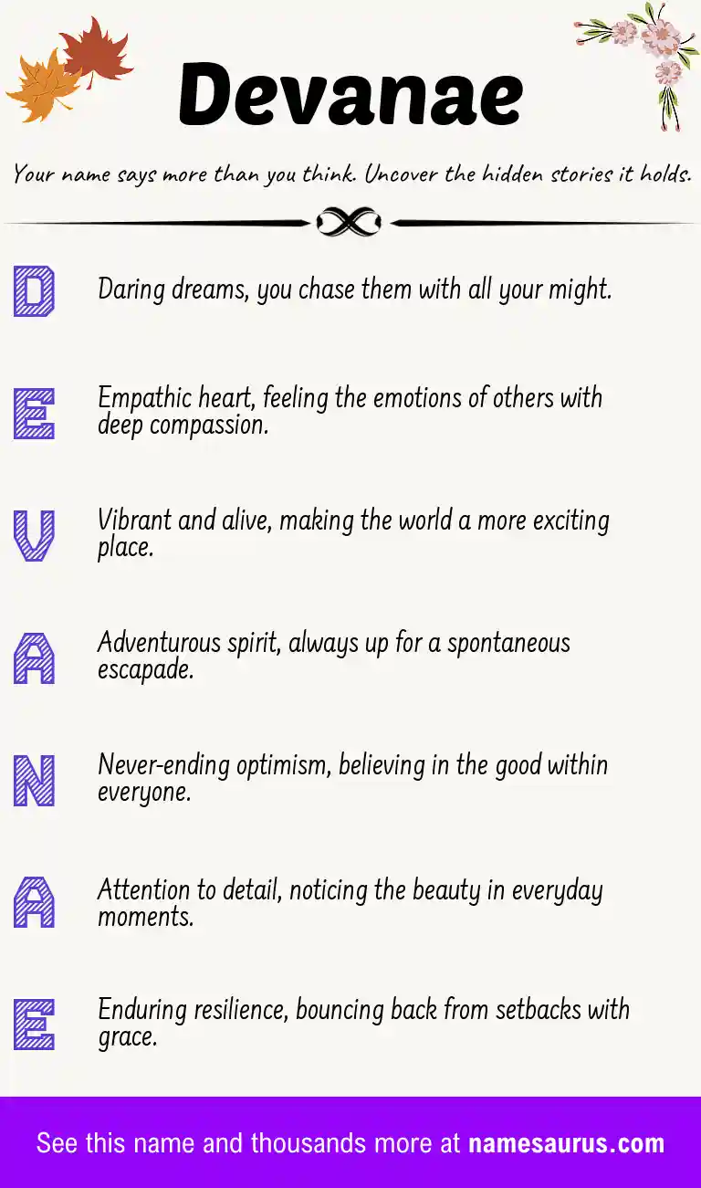 Acrostic poem about Devanae.