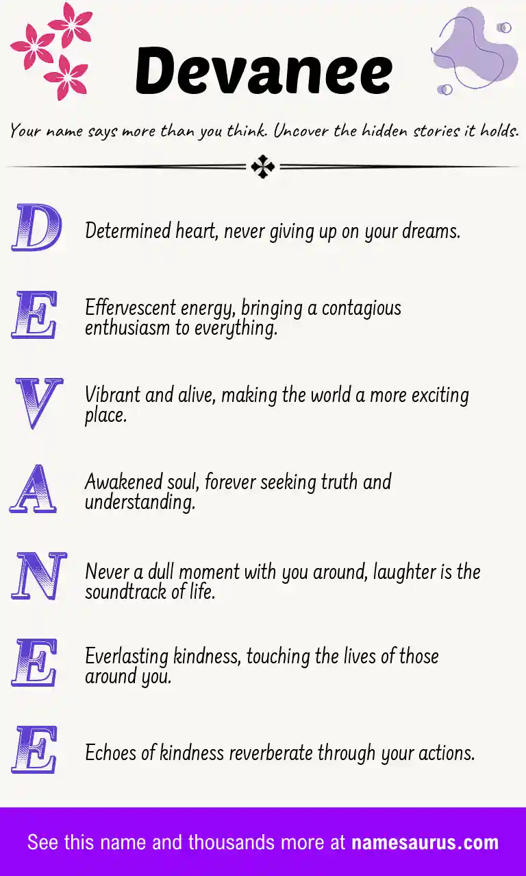 Acrostic poem about Devanee.