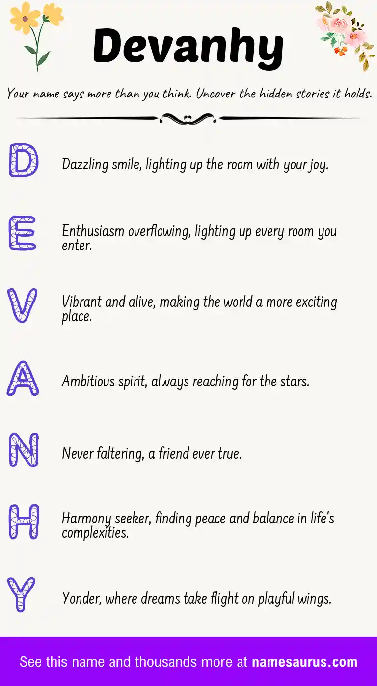 Acrostic poem about Devanhy.