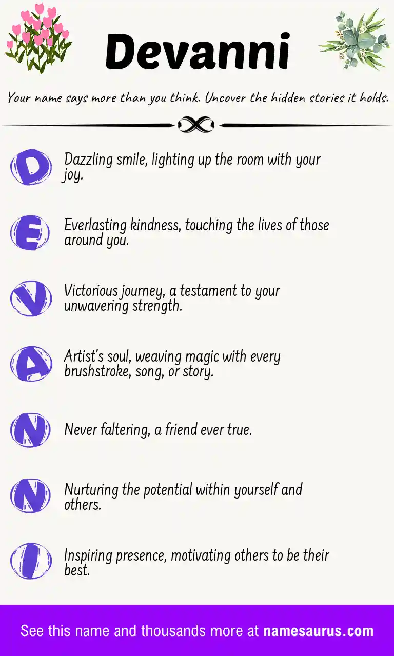Acrostic poem about Devanni.