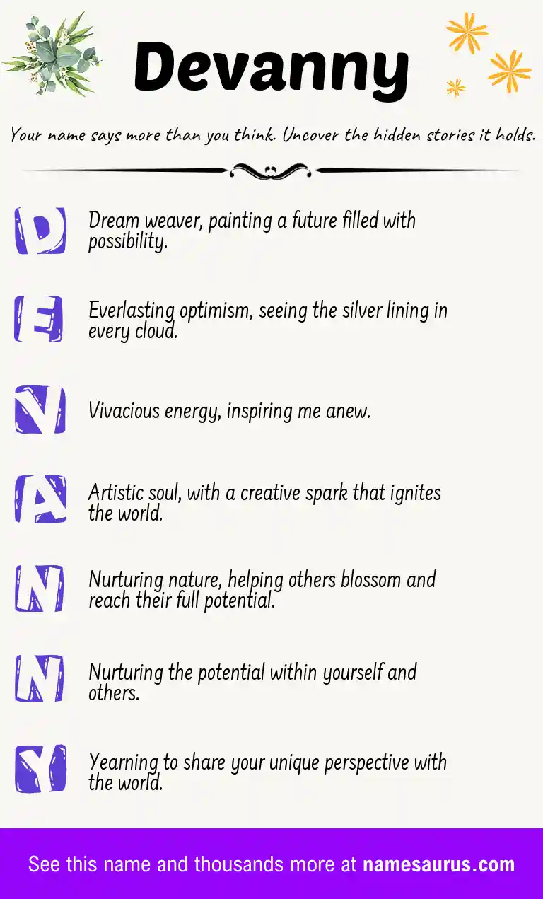 Acrostic poem about Devanny.