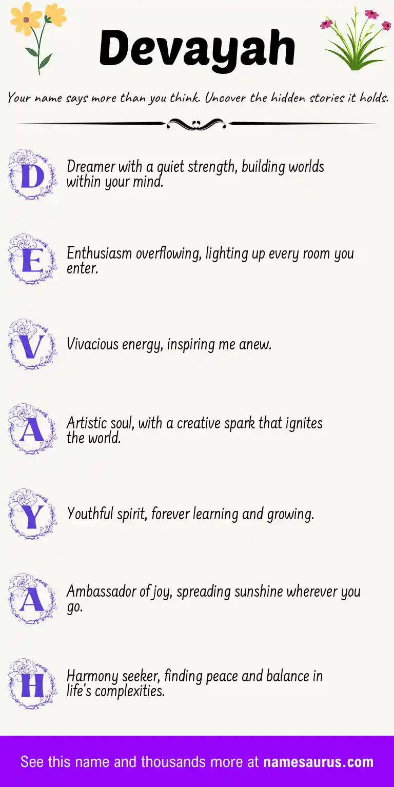 Acrostic poem about Devayah.