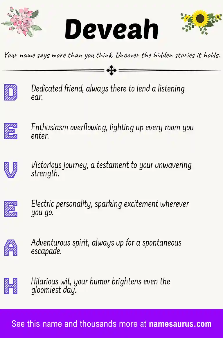 Acrostic poem about Deveah.
