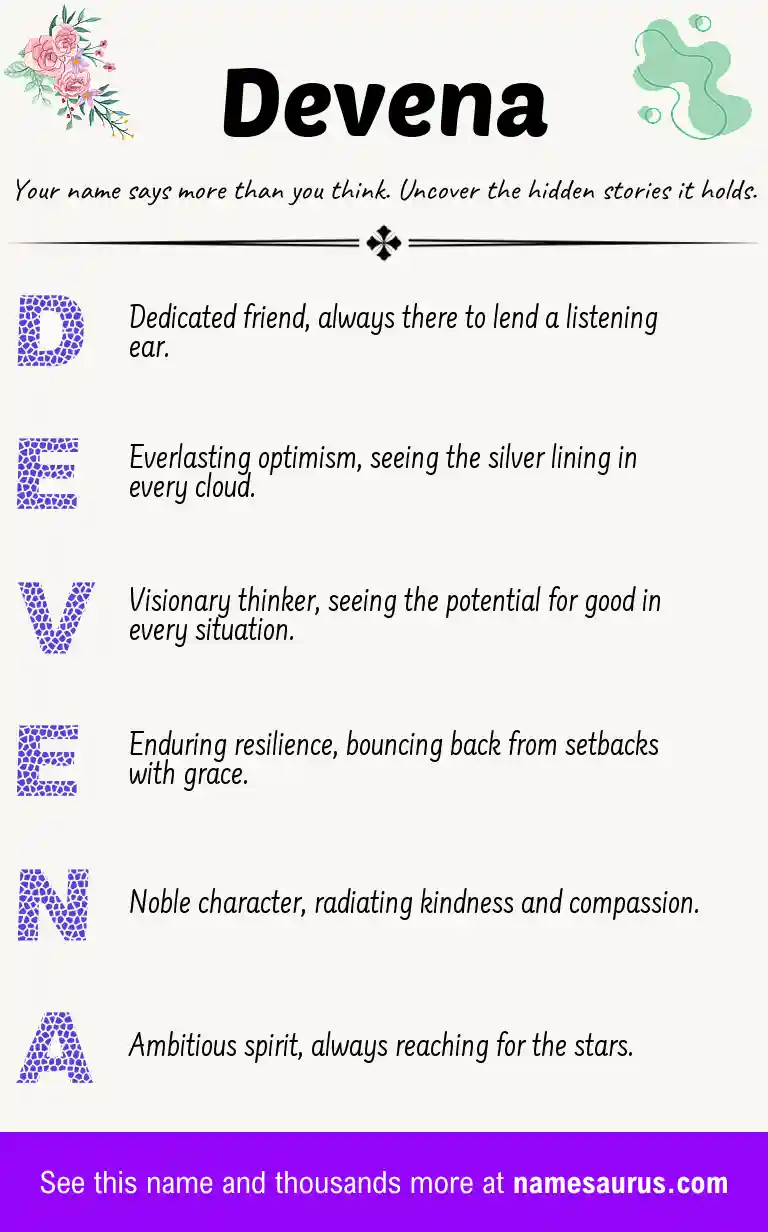 Acrostic poem about Devena.