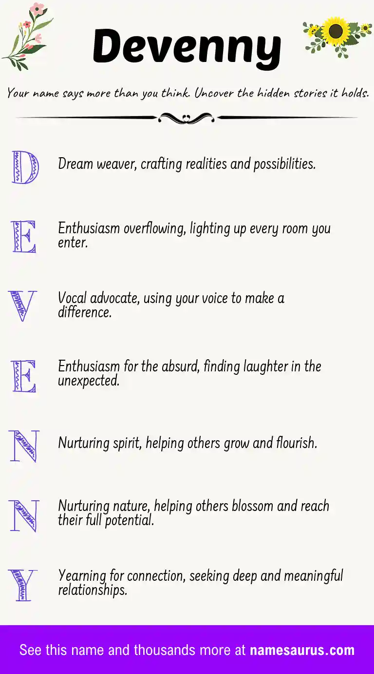 Acrostic poem about Devenny.
