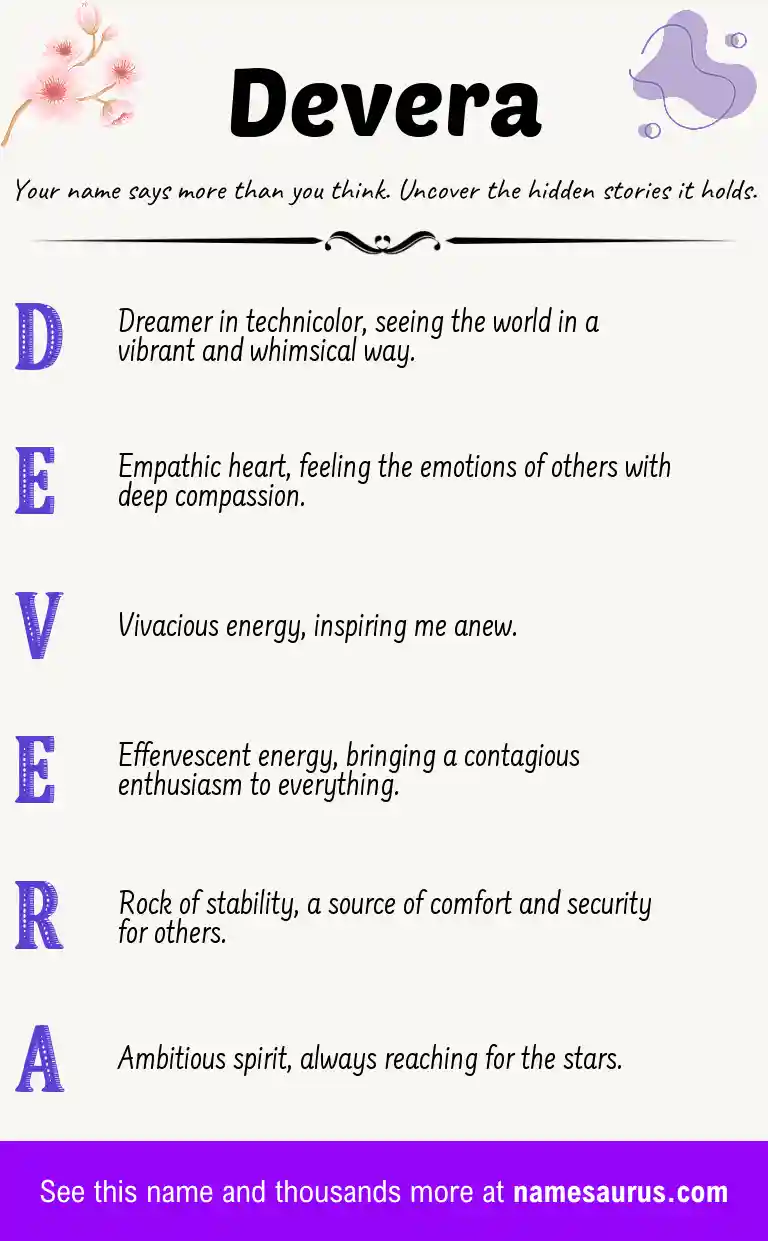 Acrostic poem about Devera.