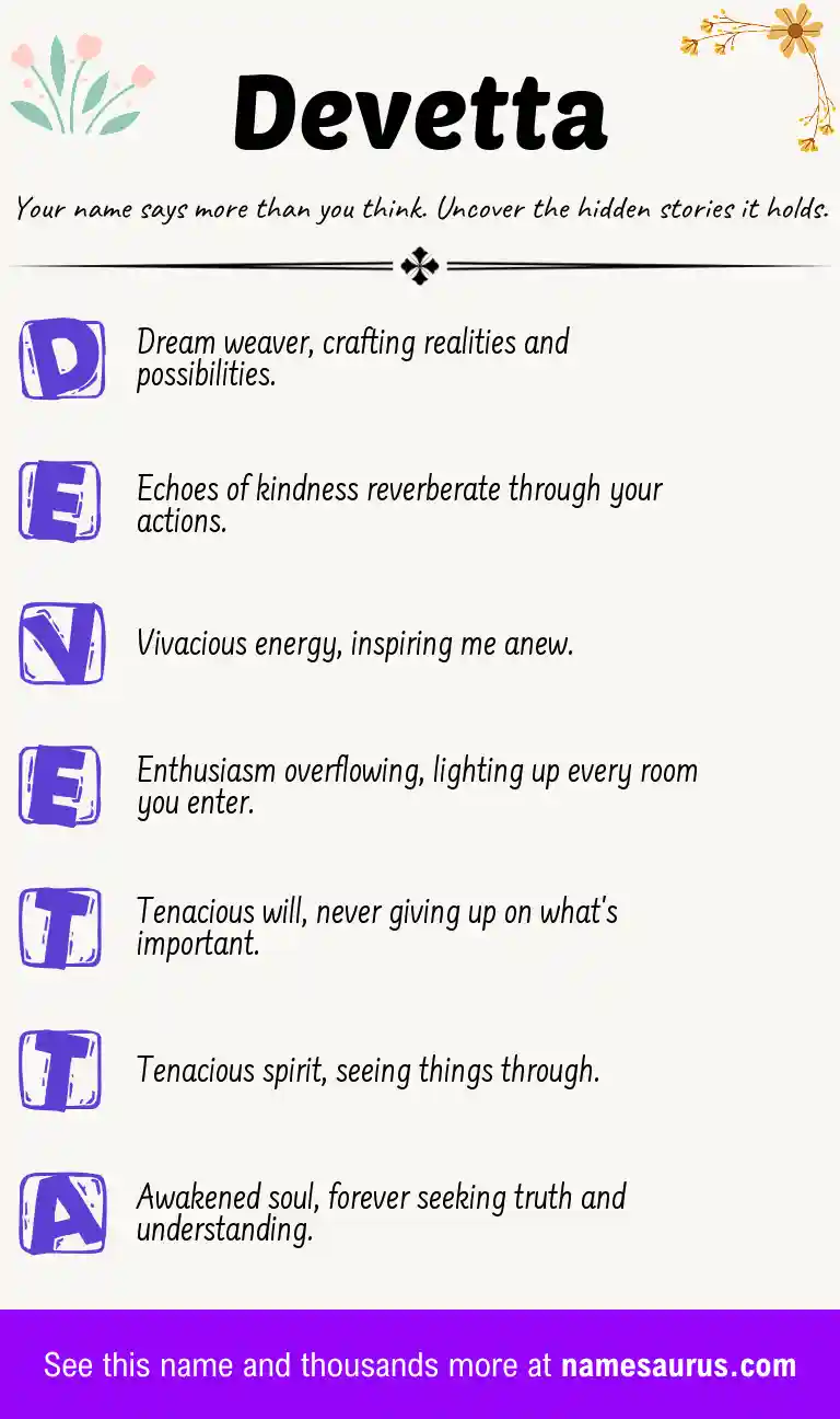 Acrostic poem about Devetta.
