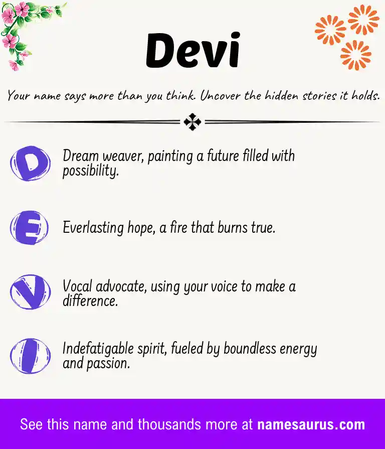 Acrostic poem about Devi.