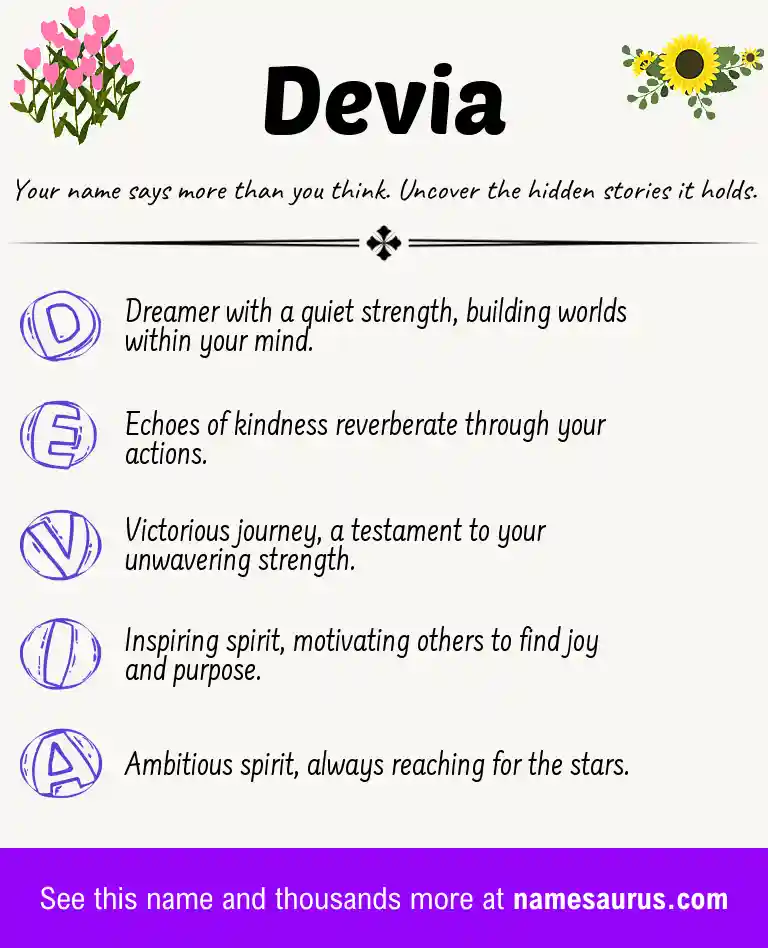 Acrostic poem about Devia.