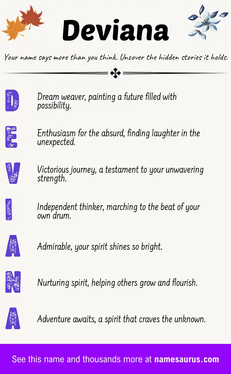 Acrostic poem about Deviana.