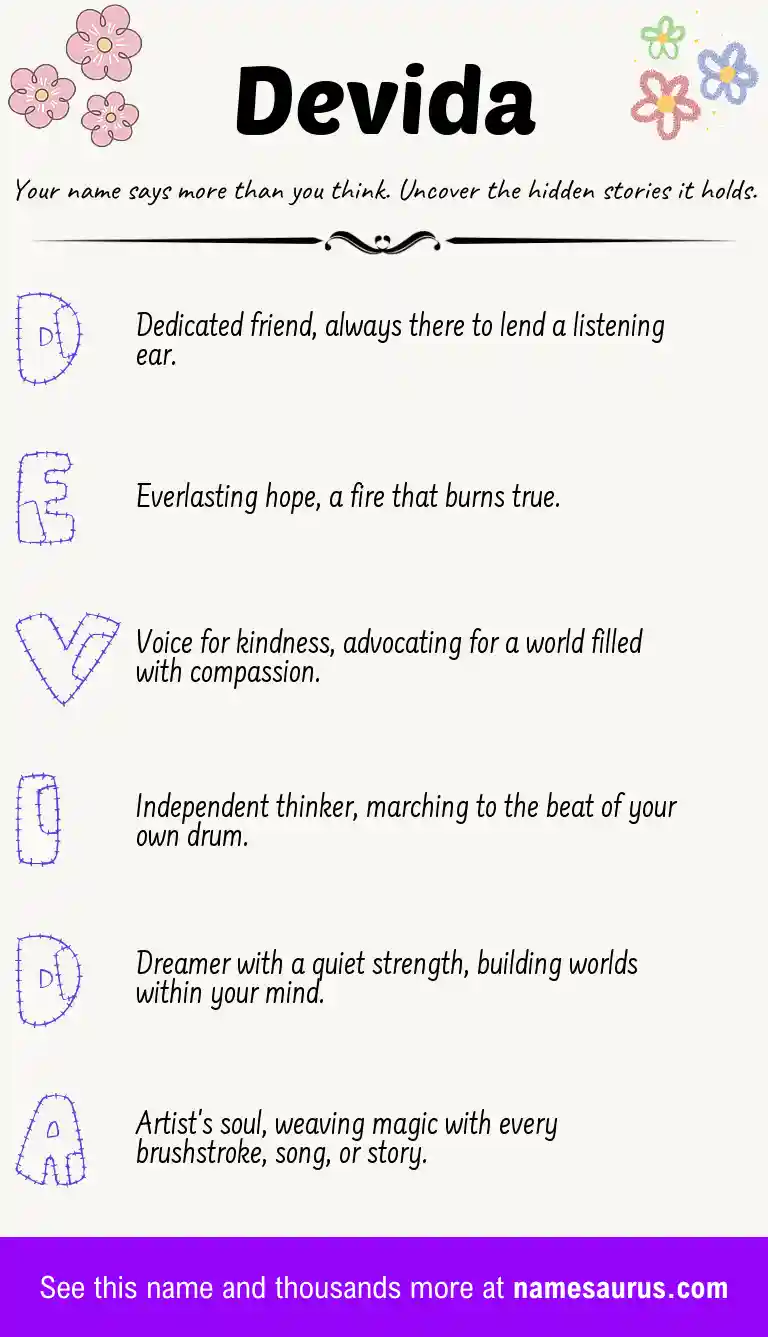 Acrostic poem about Devida.