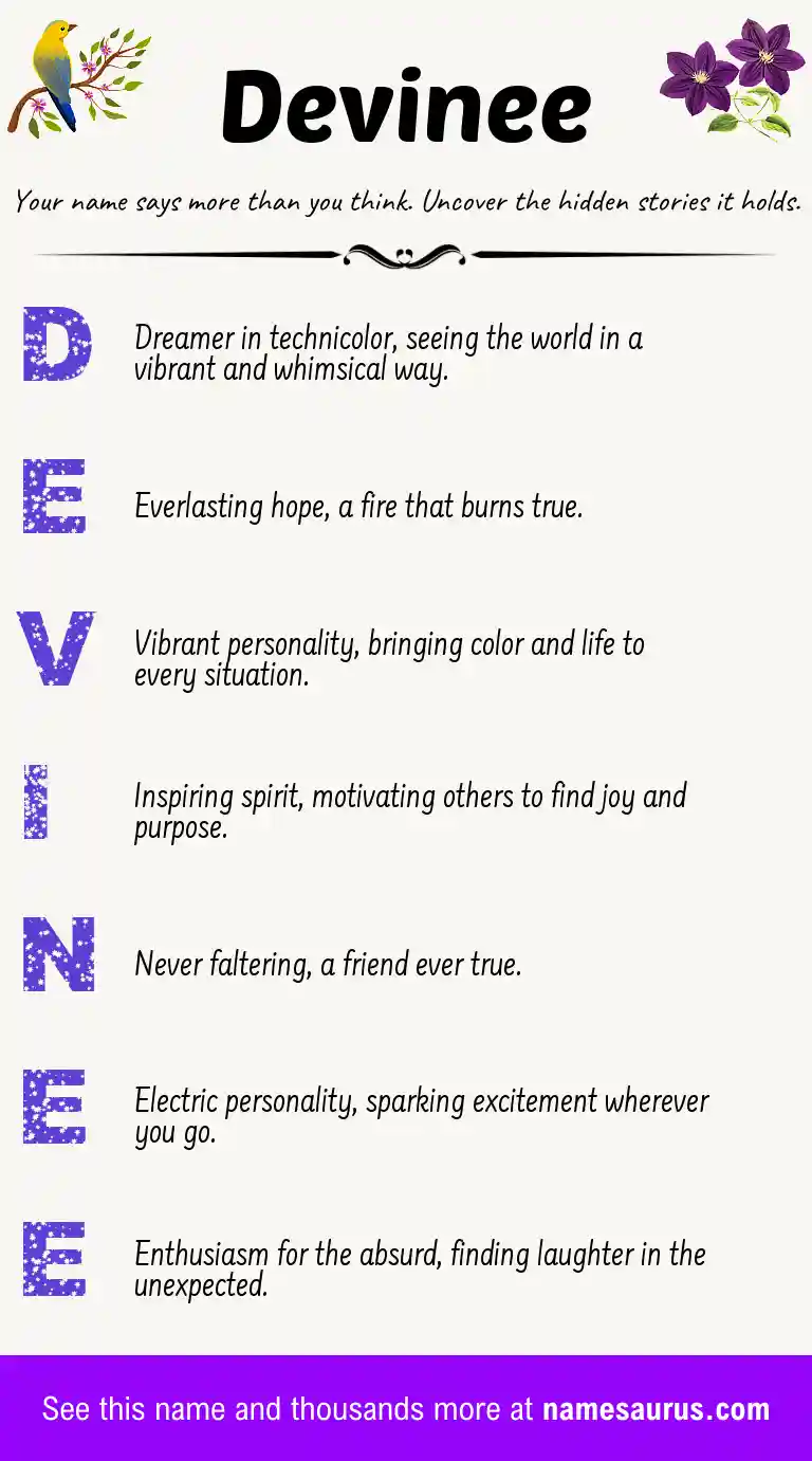 Acrostic poem about Devinee.