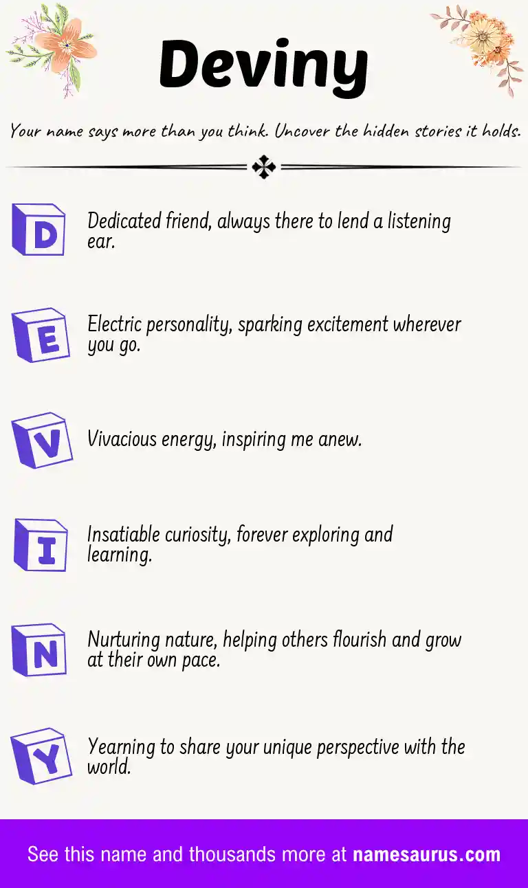 Acrostic poem about Deviny.