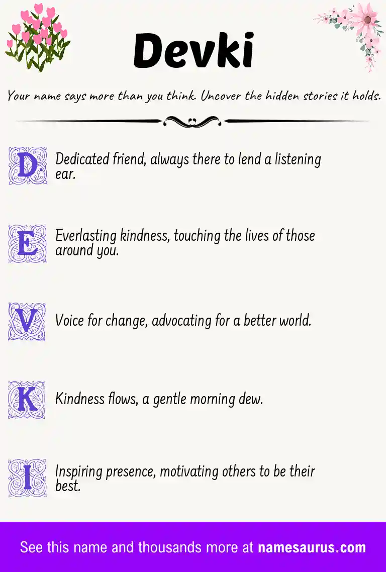 Acrostic poem about Devki.