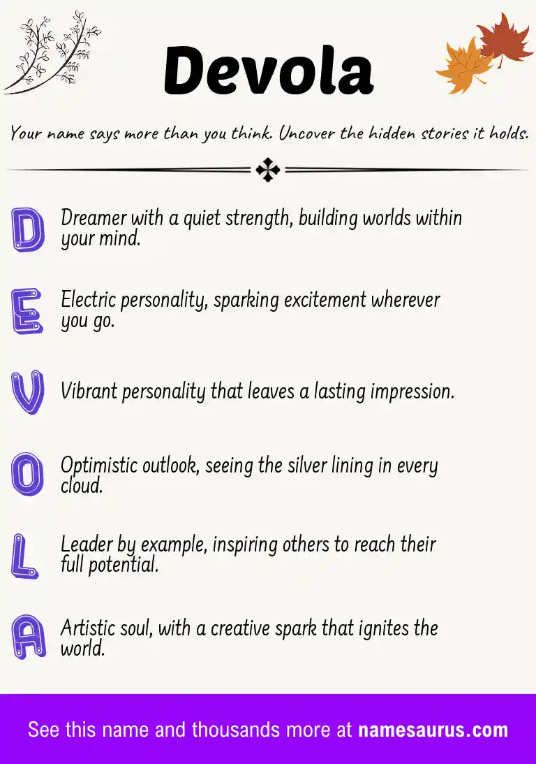 Acrostic poem about Devola.