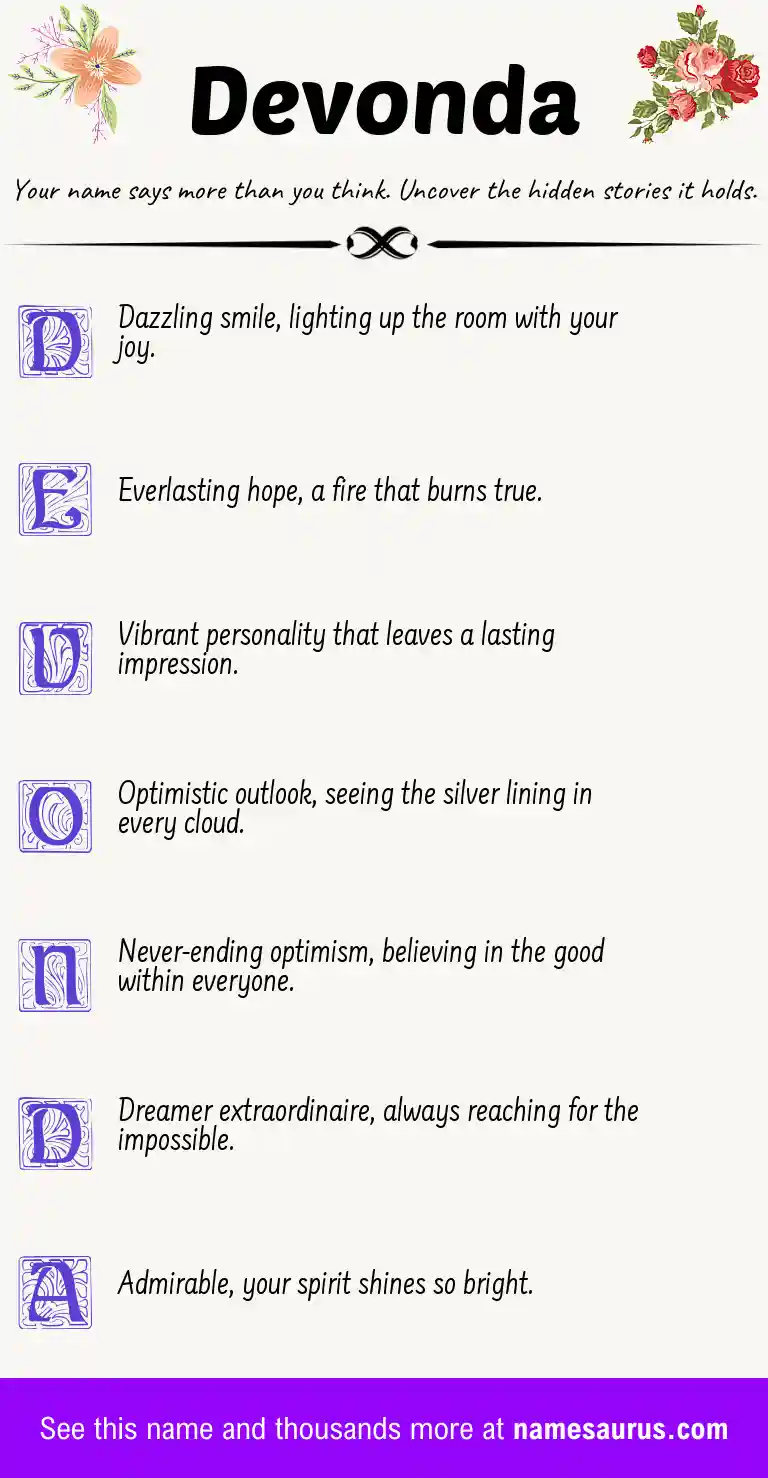 Acrostic poem about Devonda.