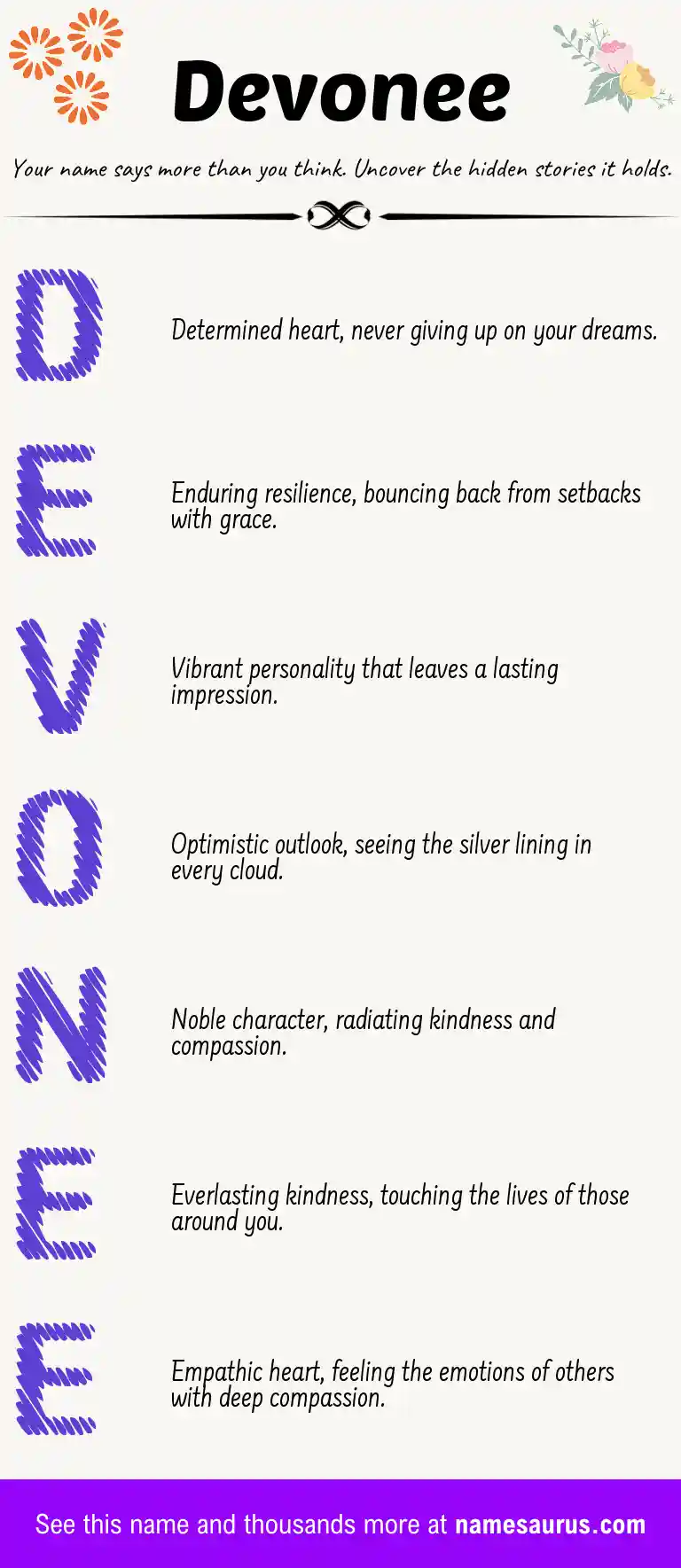 Acrostic poem about Devonee.