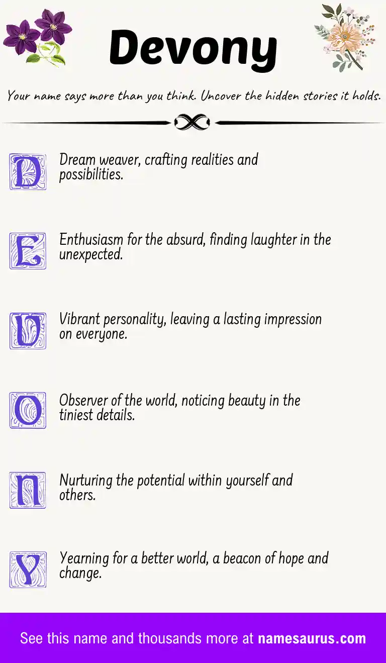 Acrostic poem about Devony.