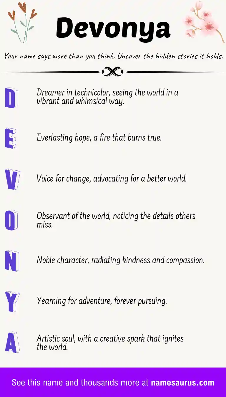 Acrostic poem about Devonya.