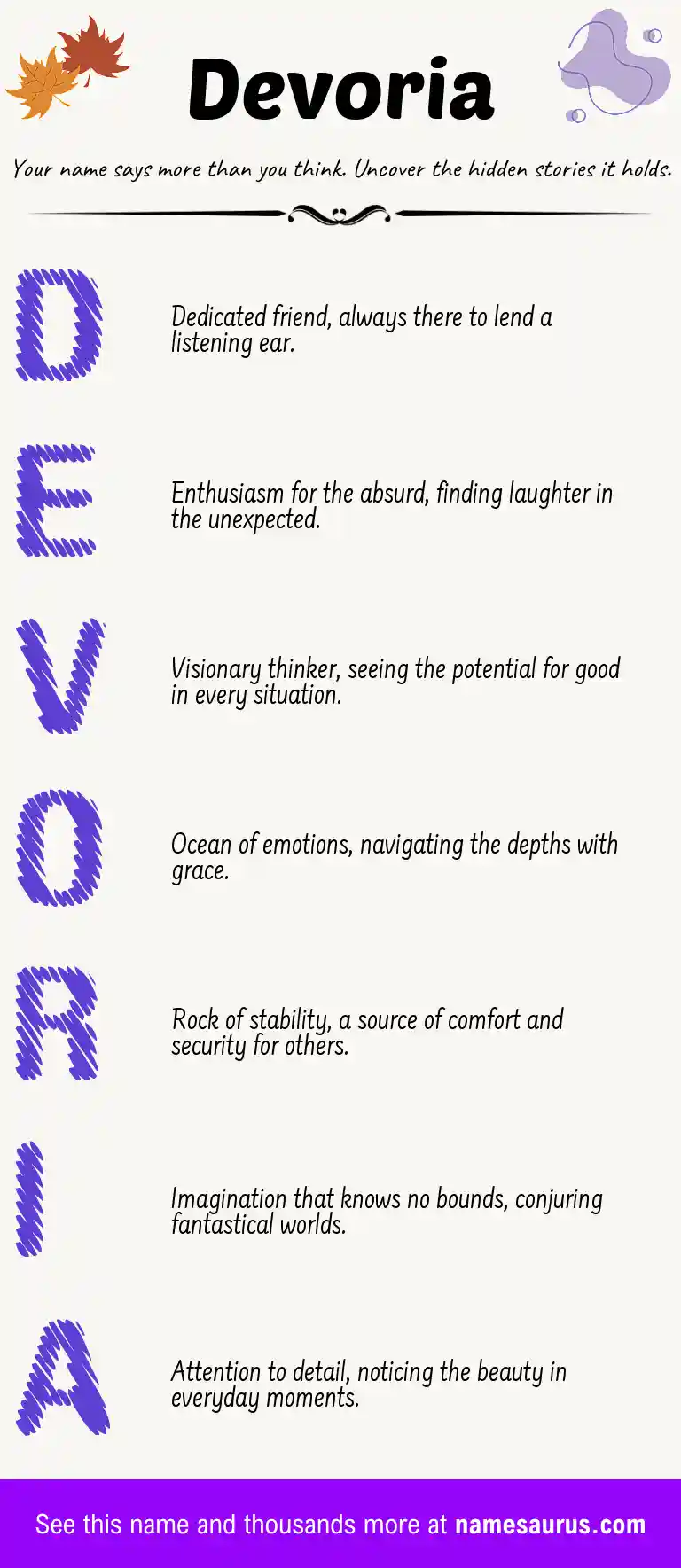 Acrostic poem about Devoria.