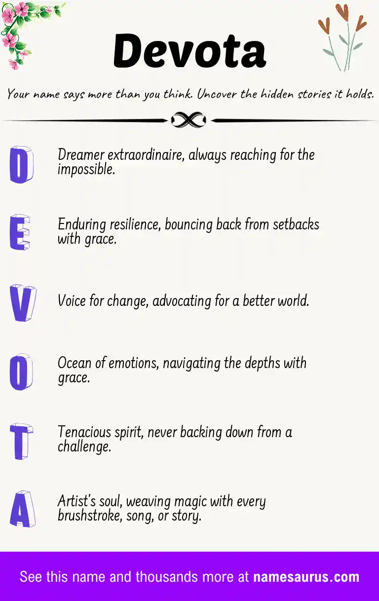 Acrostic poem about Devota.