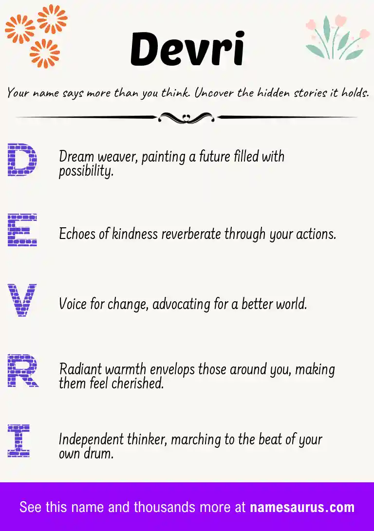 Acrostic poem about Devri.