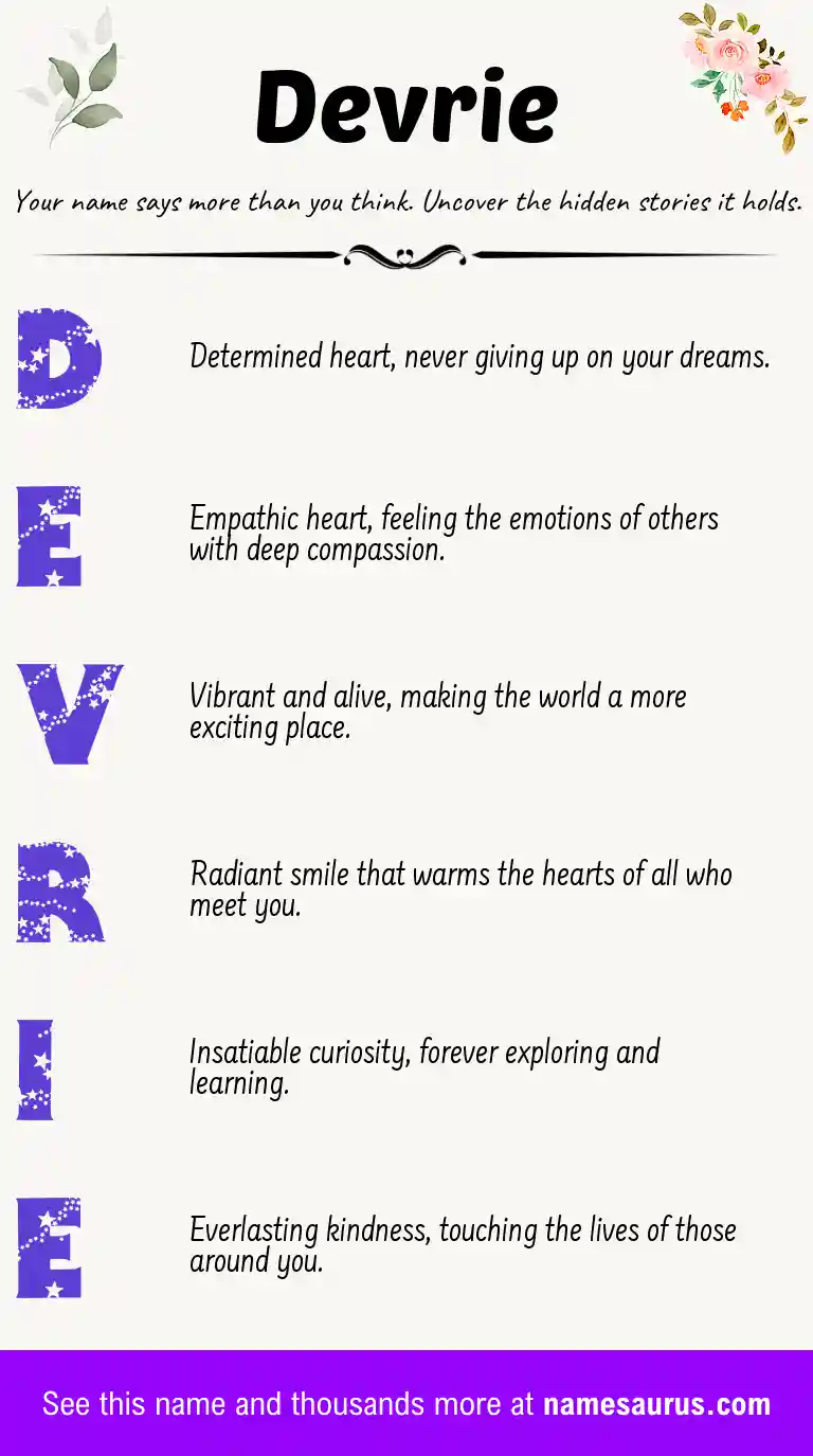 Acrostic poem about Devrie.