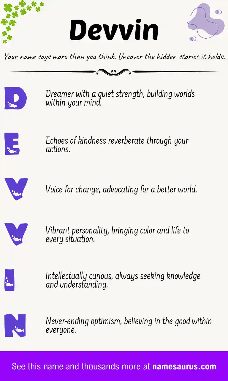 Acrostic poem about Devvin.