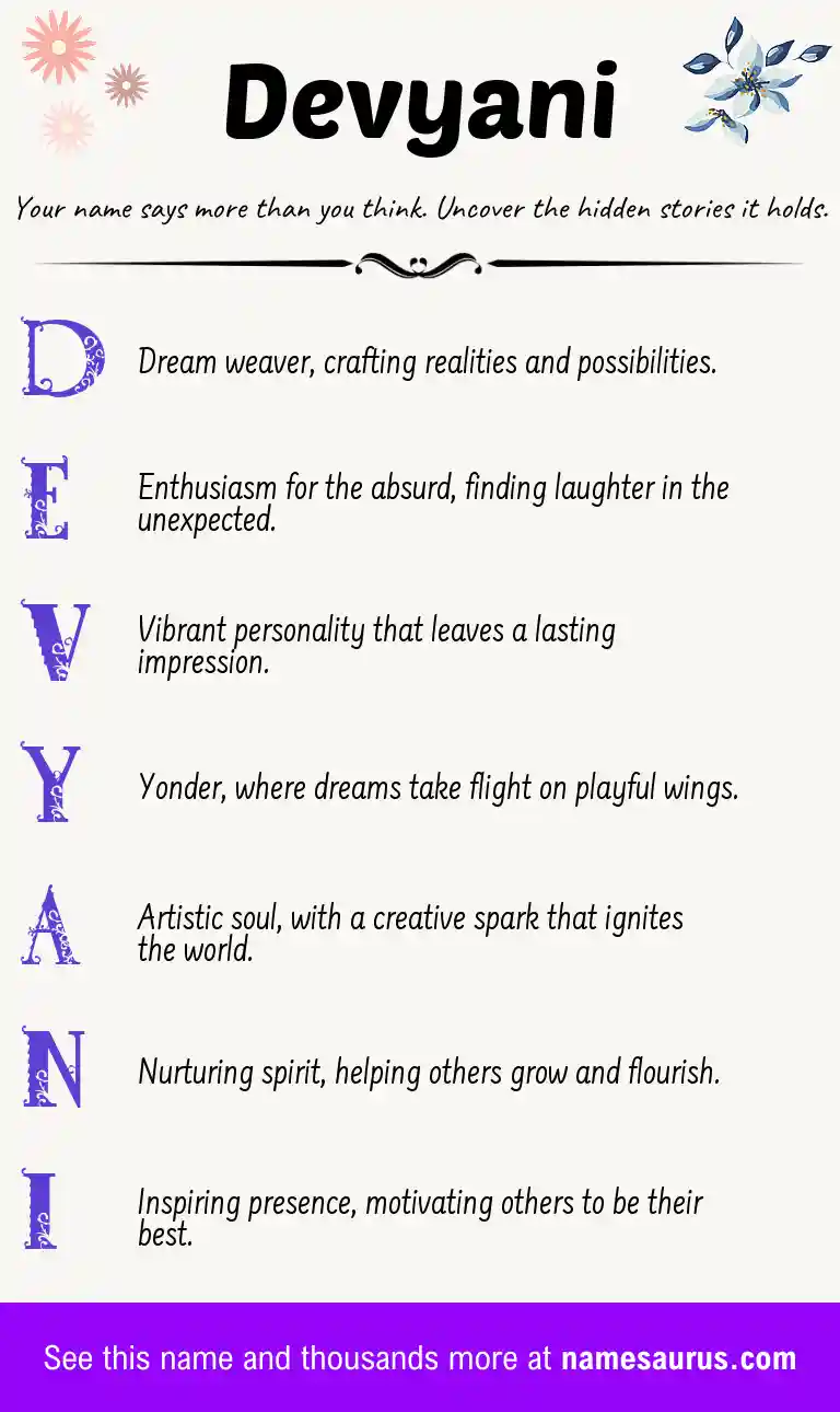 Acrostic poem about Devyani.