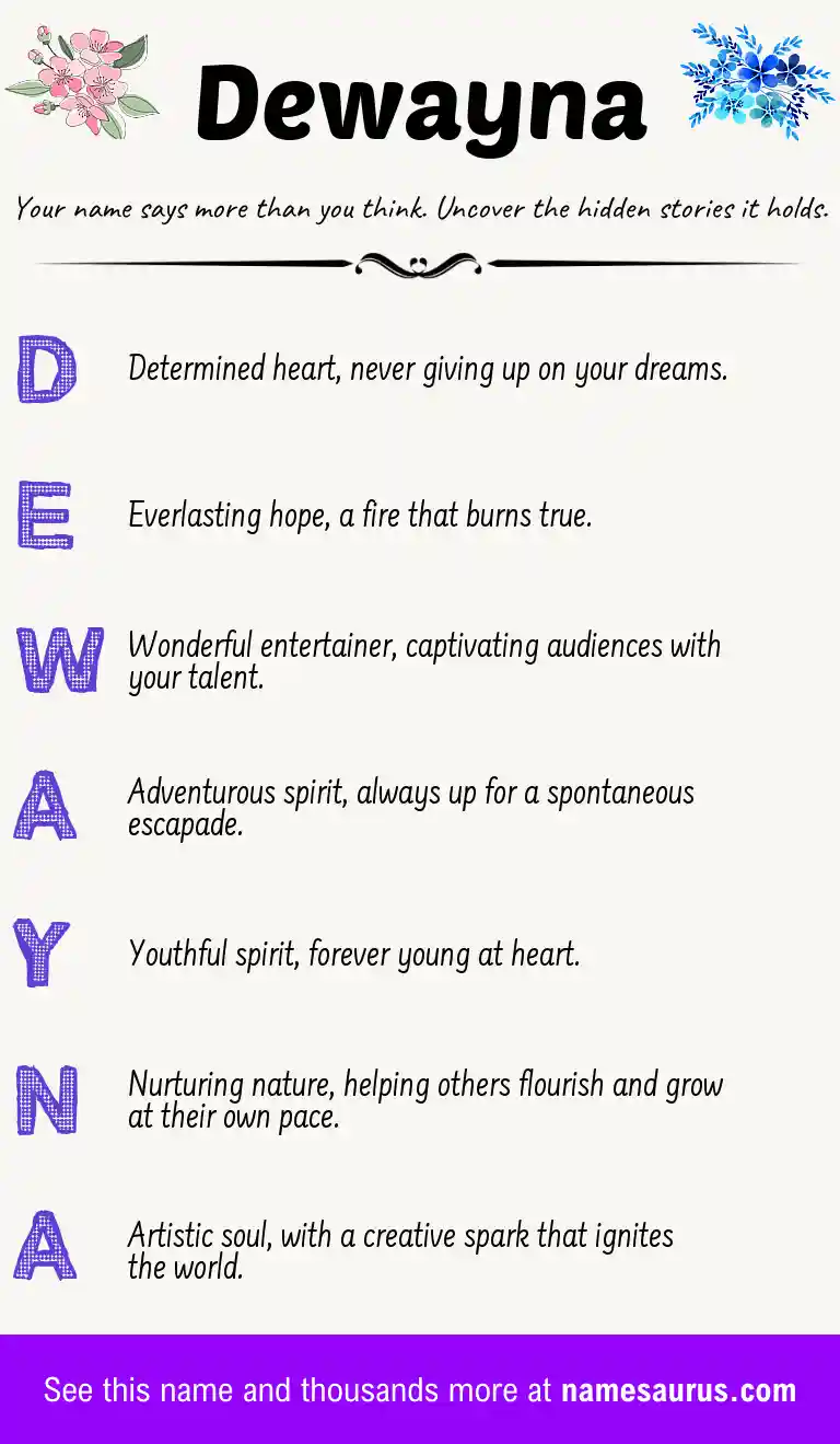 Acrostic poem about Dewayna.