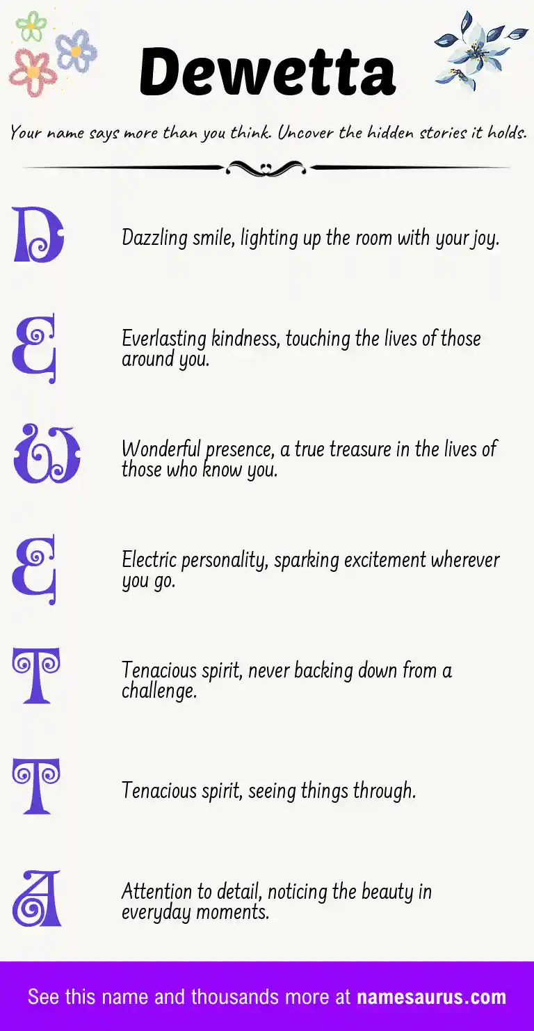 Acrostic poem about Dewetta.