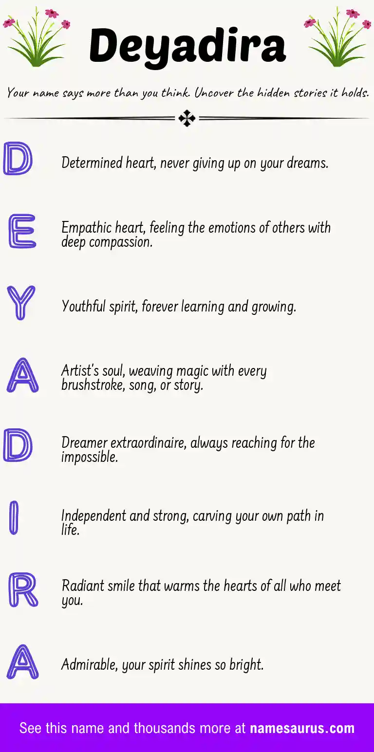 Acrostic poem about Deyadira.