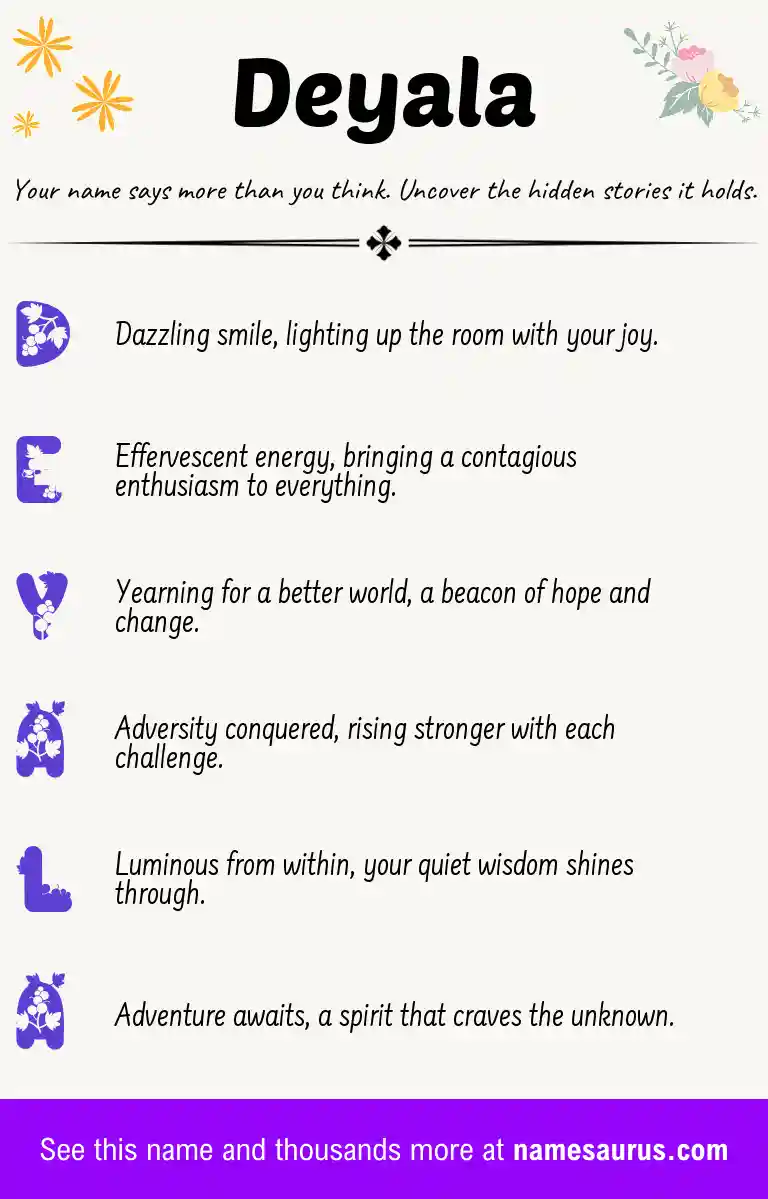 Acrostic poem about Deyala.