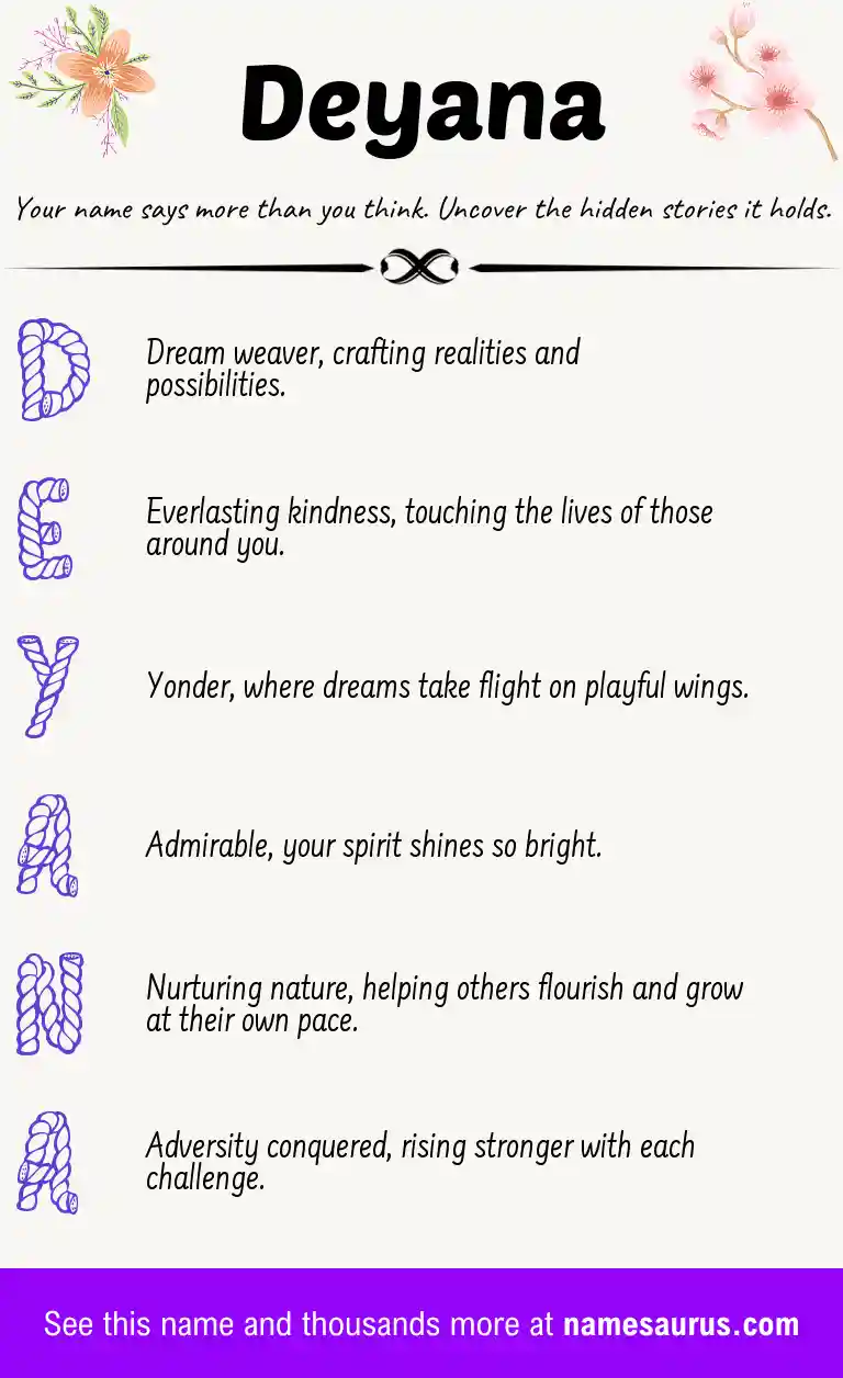 Acrostic poem about Deyana.
