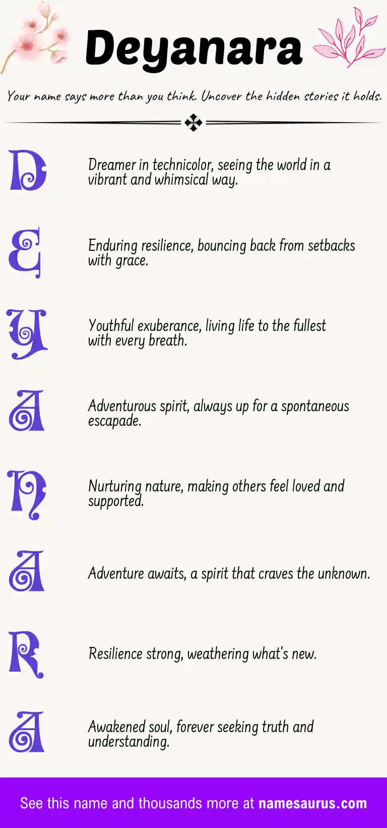 Acrostic poem about Deyanara.